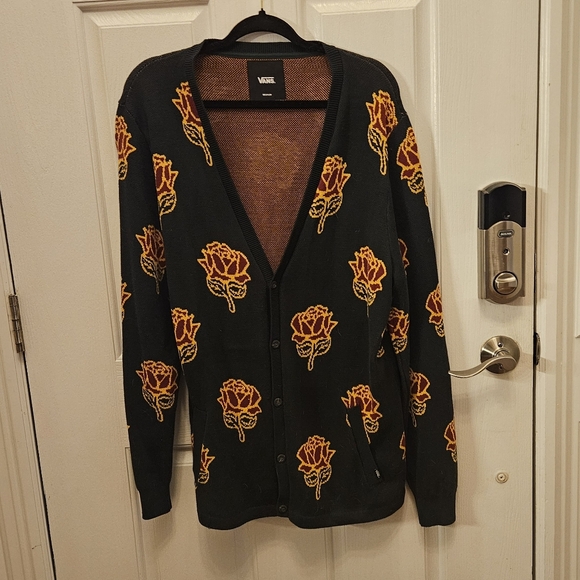 Vans Other - Vans Black Sweater with Orange Floral Design
